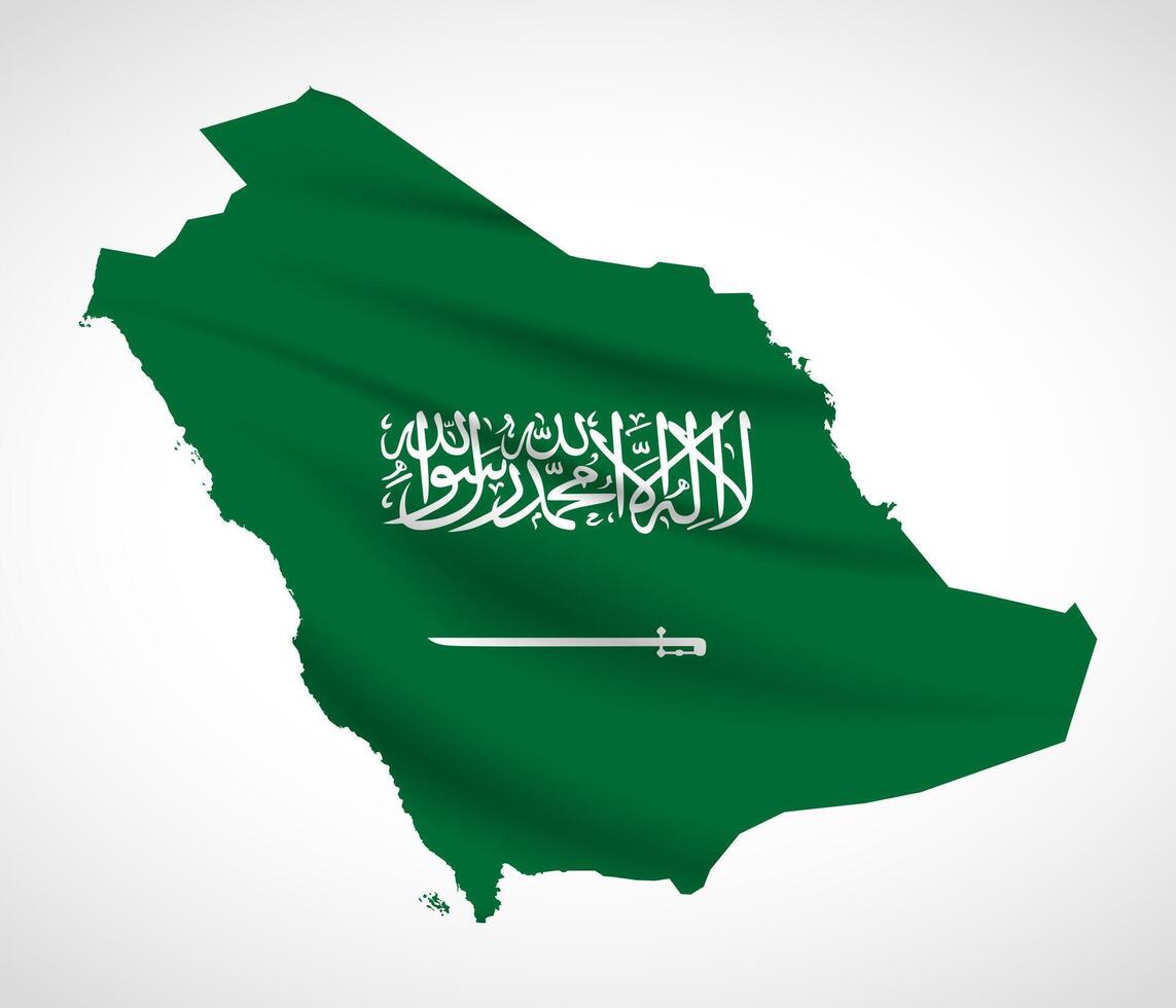 Saudi Arabia Map Silhouette with National Flag Design vector
