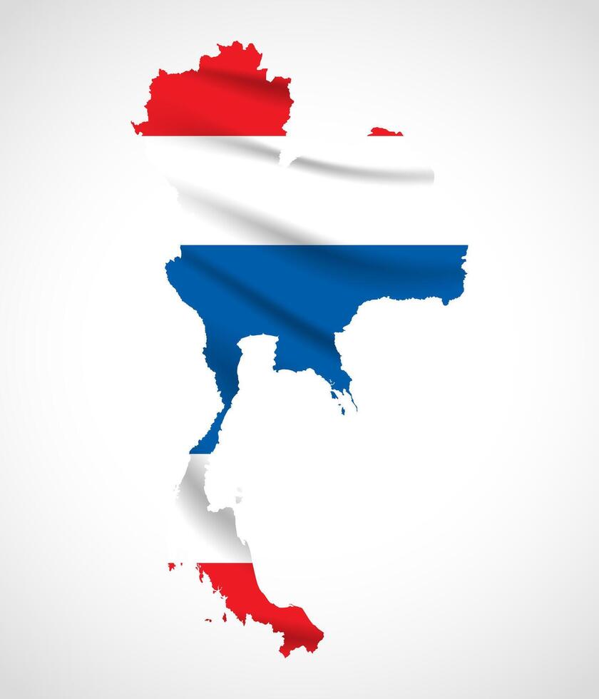Thailand Map Silhouette with National Flag Design vector