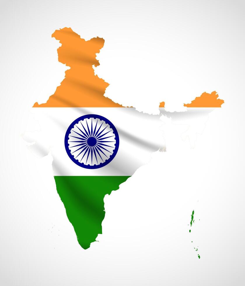 India Map Silhouette with National Flag Design vector