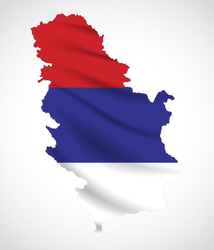 Serbia Map Silhouette with National Flag Design vector