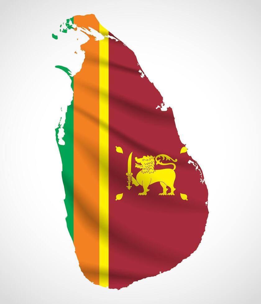 Sri Lanka Map Silhouette with National Flag Design vector