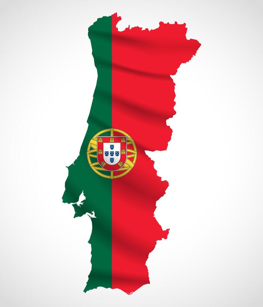 Portugal Map Silhouette with National Flag Design vector