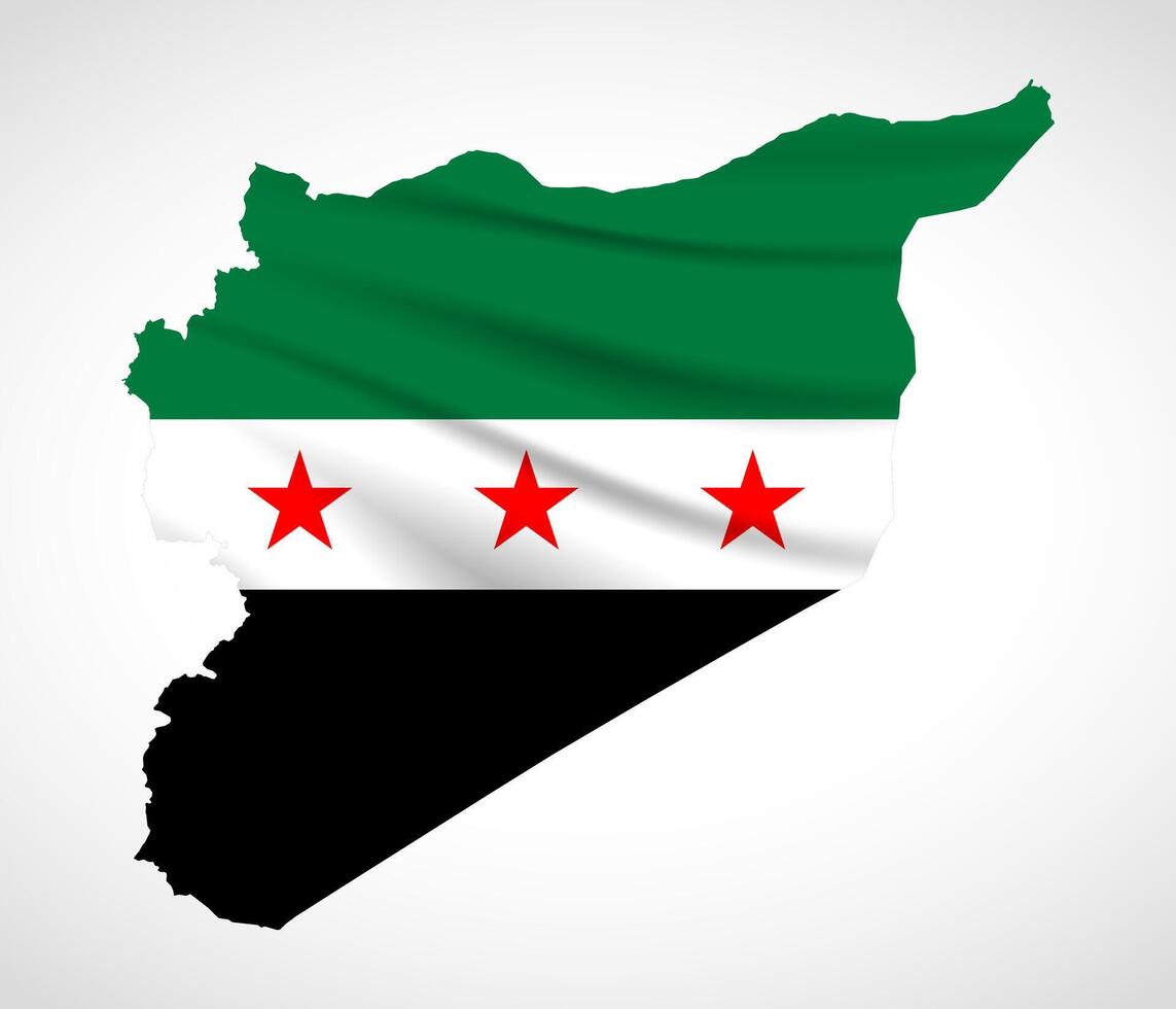 Syria Map Silhouette with National Flag Design vector