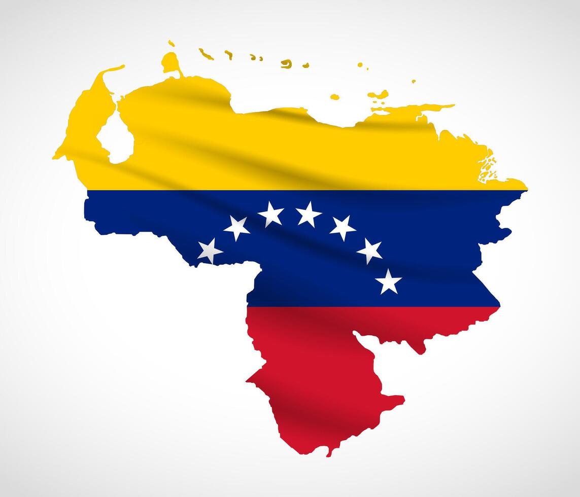 Venezuela Map Silhouette with National Flag Design vector