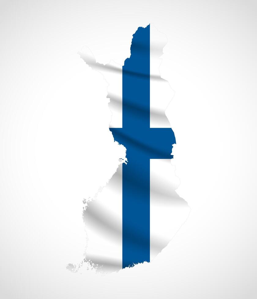 Finland Map Silhouette with National Flag Design vector
