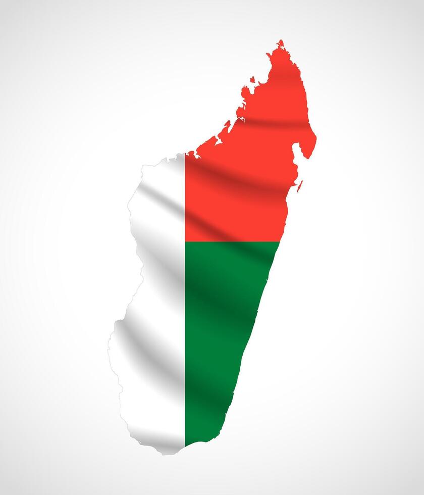 Madagascar Map Silhouette with National Flag Design vector