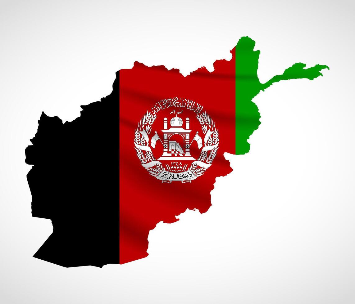 Afghanistan Map Silhouette with National Flag Design vector