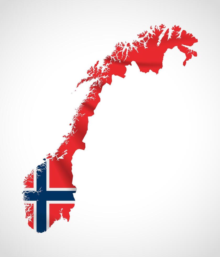 Norway Map Silhouette with National Flag Design vector
