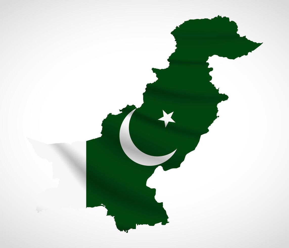 Pakistan Map Silhouette with National Flag Design vector