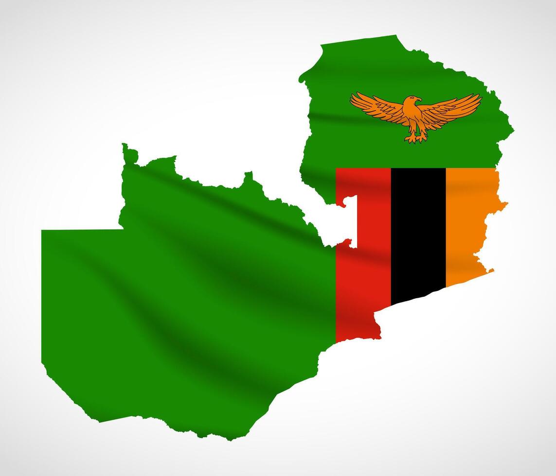 Zambia Map Silhouette with National Flag Design vector