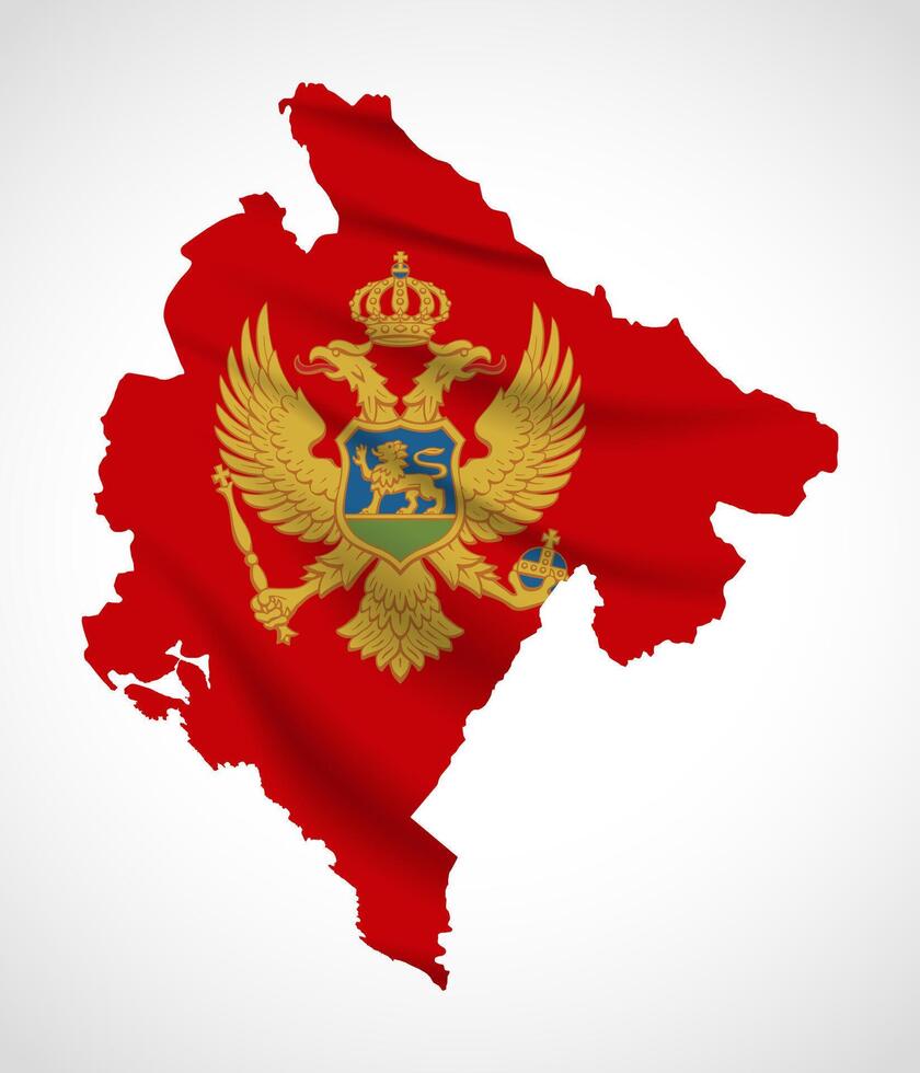 Montenegro Map Silhouette with National Flag Design vector