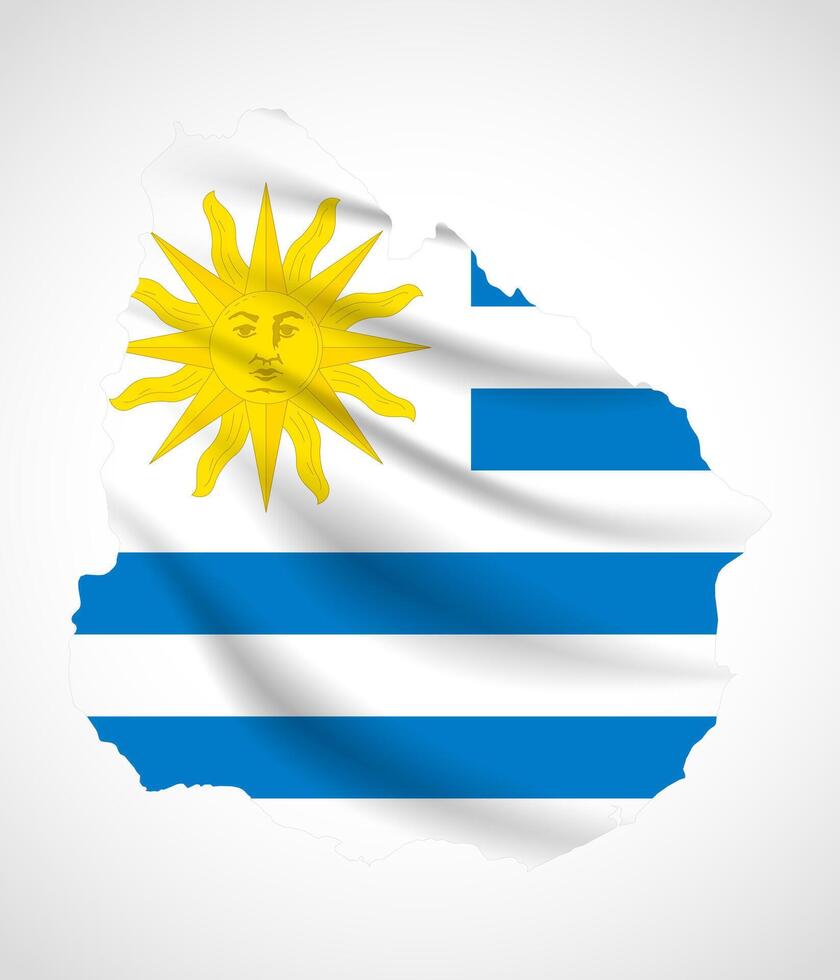 Uruguay Map Silhouette with National Flag Design vector
