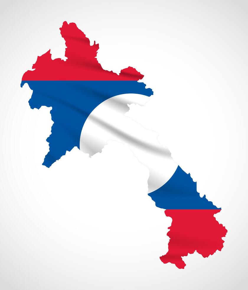Laos Map Silhouette with National Flag Design vector