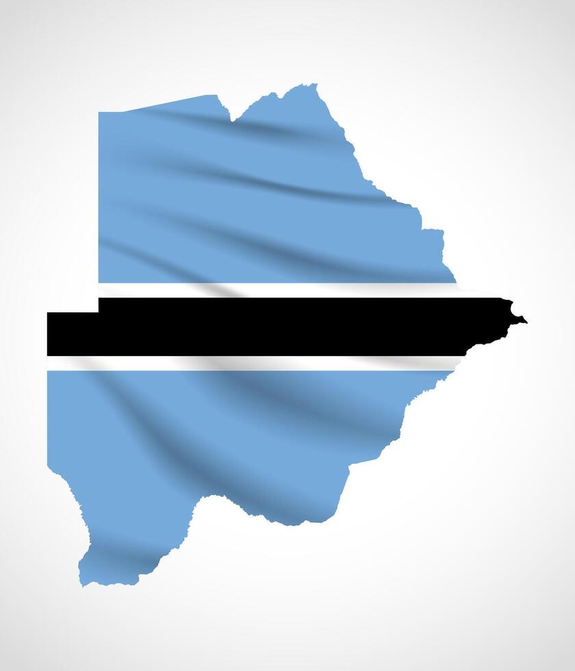 Botswana Map Silhouette with National Flag Design vector