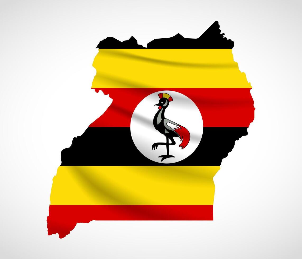 Uganda Map Silhouette with National Flag Design vector