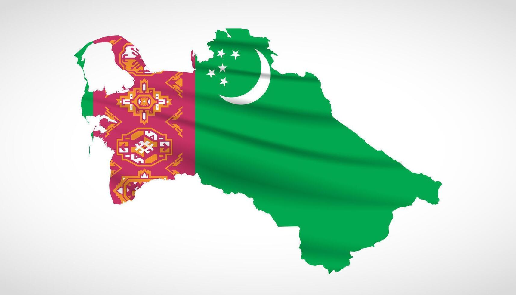 Turkmenistan Map Silhouette with National Flag Design vector