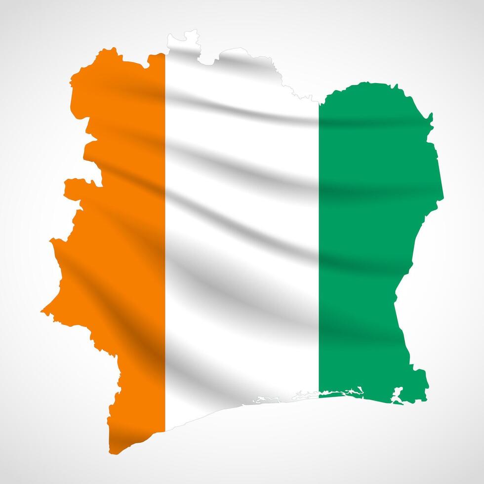 Ivory Coast Map Silhouette with National Flag Design vector