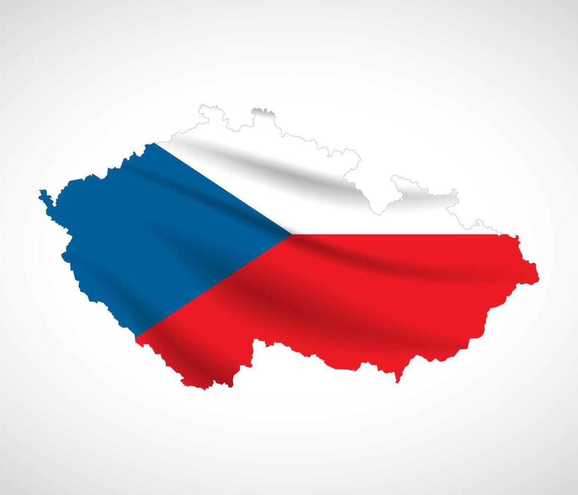 Czech Republic Map Silhouette with National Flag Design vector