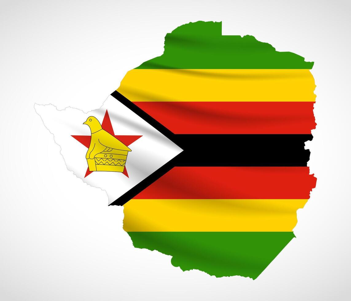 Zimbabwe Map Silhouette with National Flag Design vector