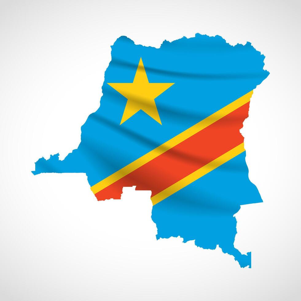 Democratic Republic of the Congo Map Silhouette with National Flag Design vector