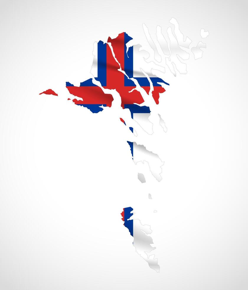 Faroe Islands Map Silhouette with National Flag Design vector
