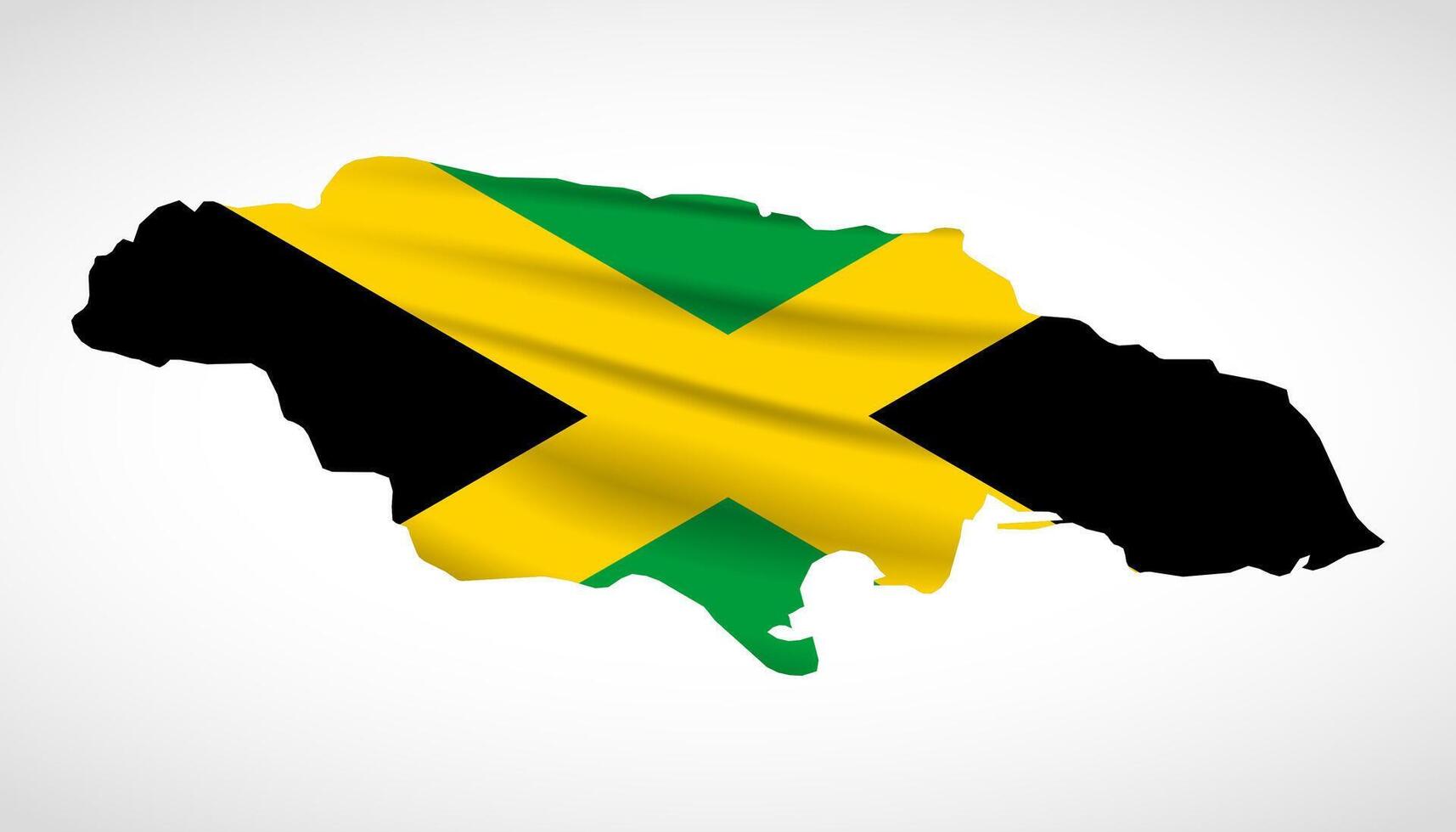 Jamaica Map Silhouette with National Flag Design vector