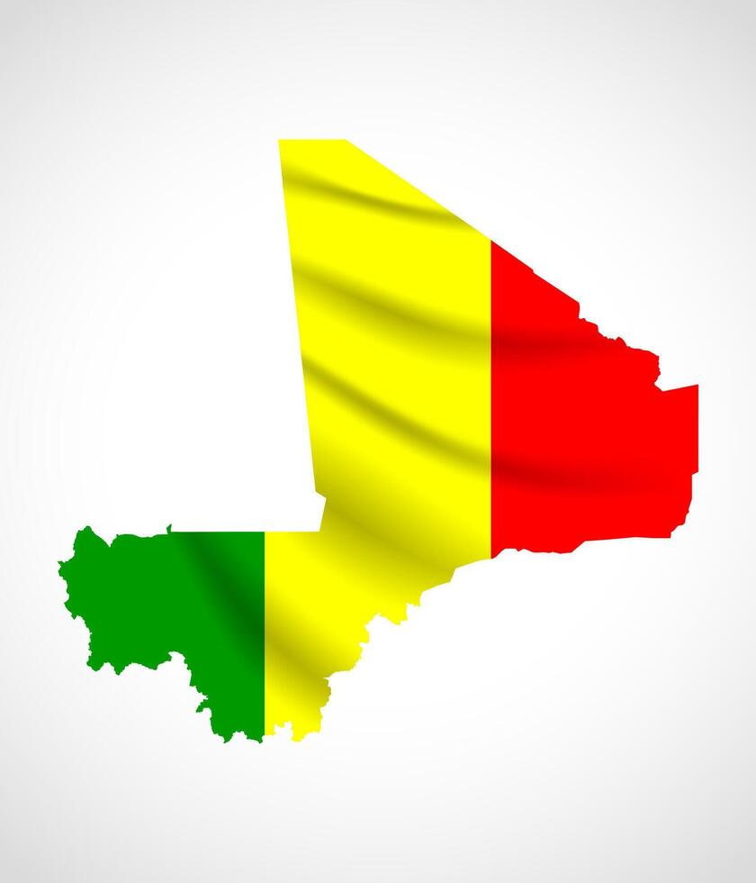 Mali Map Silhouette with National Flag Design vector