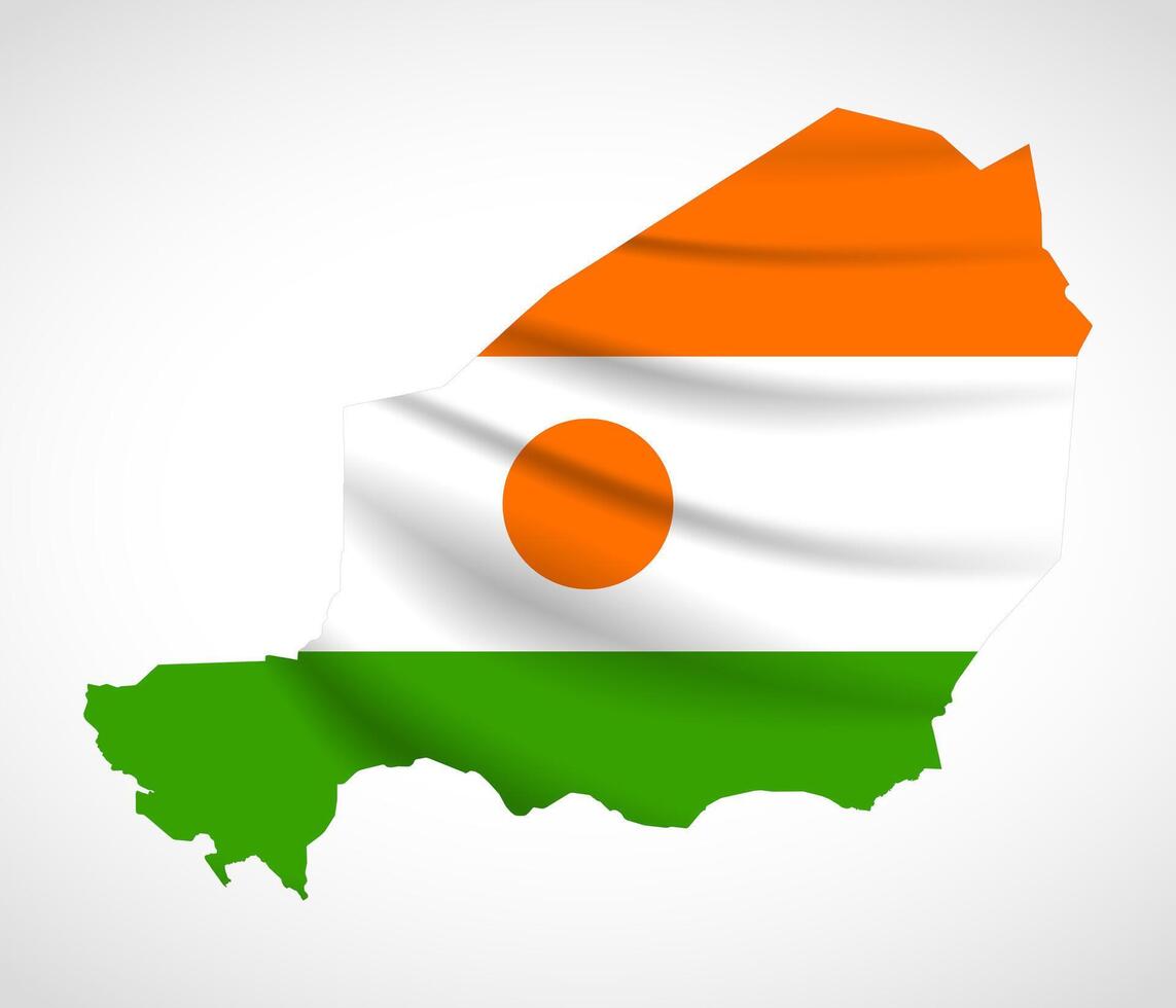 Niger Map Silhouette with National Flag Design vector