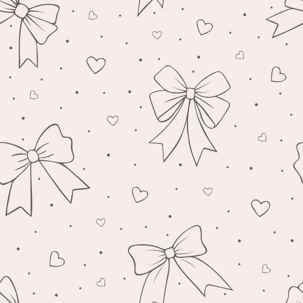 Seamless pattern with ribbon bows. Background with cute holiday decorative elements, different bow knots, gift bows. Illustration for textile, wrapping paper, scrapbook, linen, nursery vector