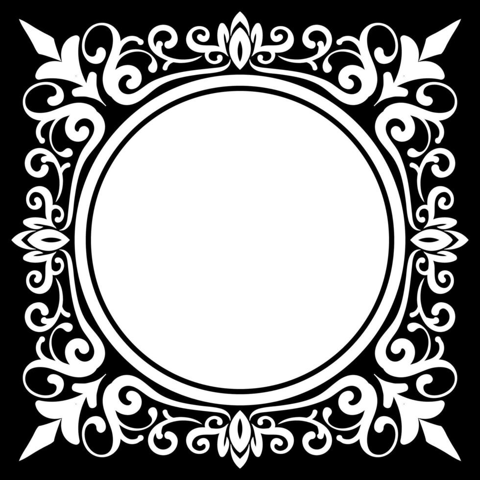 A vintage circular frame illustration element. Floral symmetry border. Fit for banner, background, merchandise. Eps 10. vector
