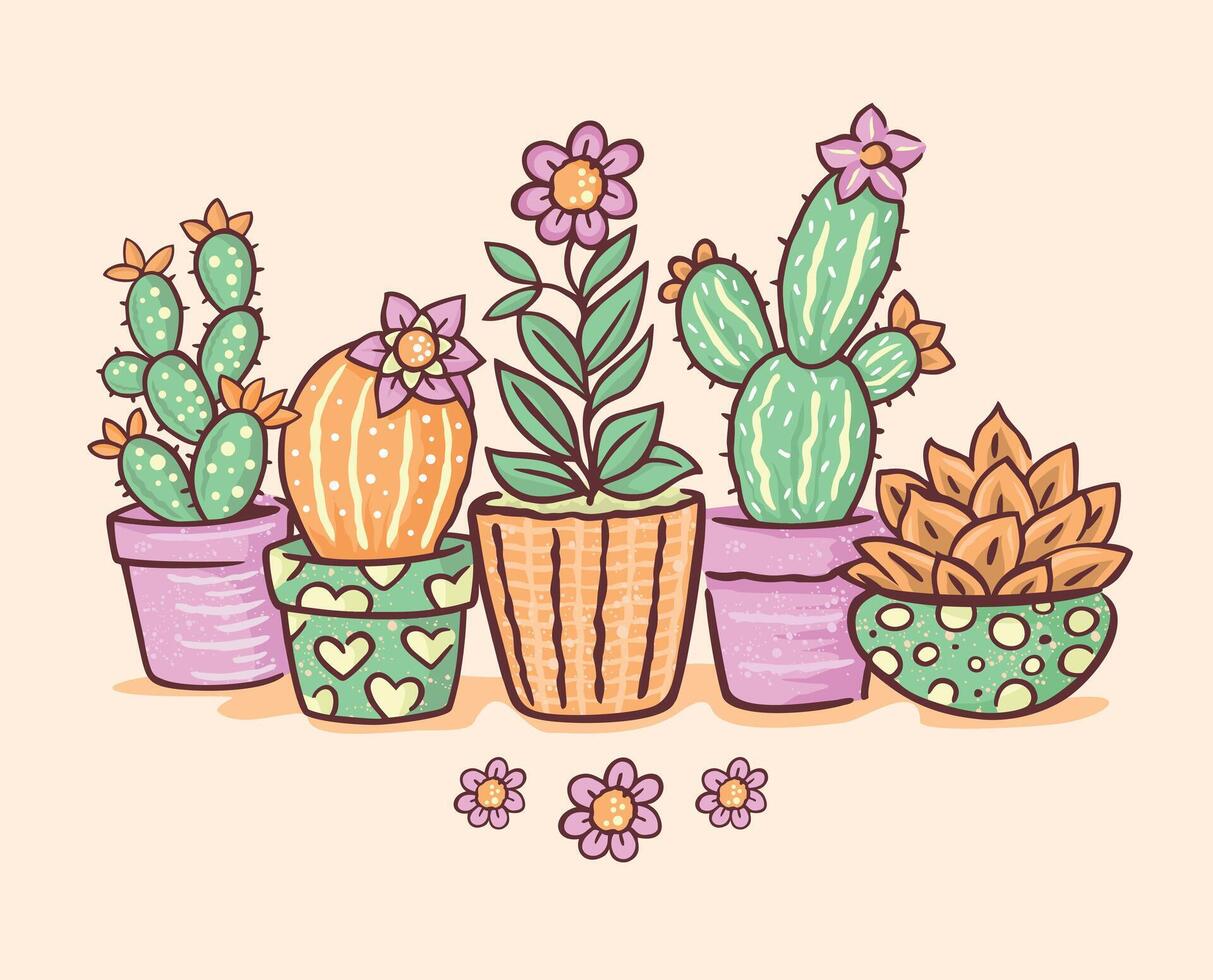 The delicacy of succulents captured in artistic and uncluttered lines, highlighting the serene beauty and diversity of these enchanting plants in a harmonious ensemble. vector