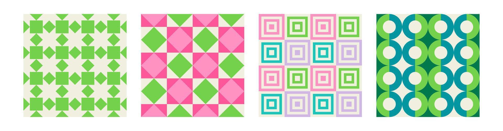 Set of Essential geometric printable seamless pattern with abstract Minimal elegant line form stroke shapes in vibrant colors. Modern simple background in minimalist mid century style wall art vector