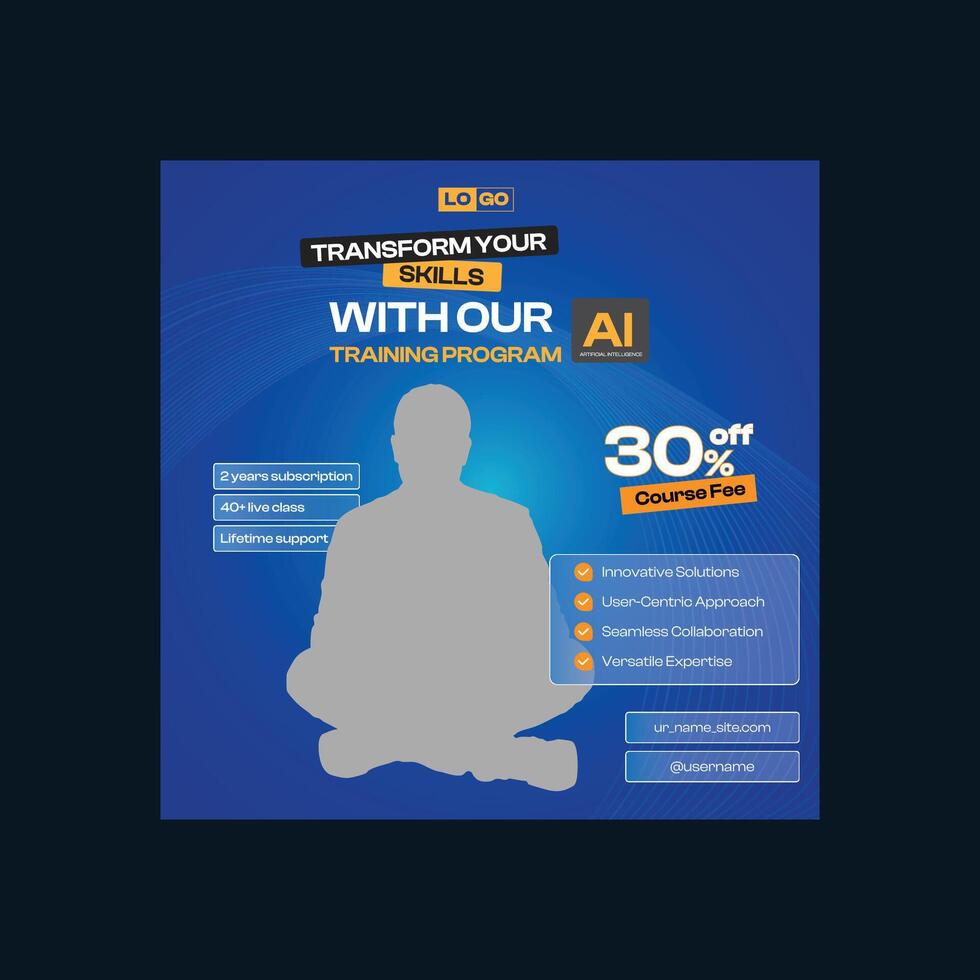 E learning Online Course Social Media Poster design vector