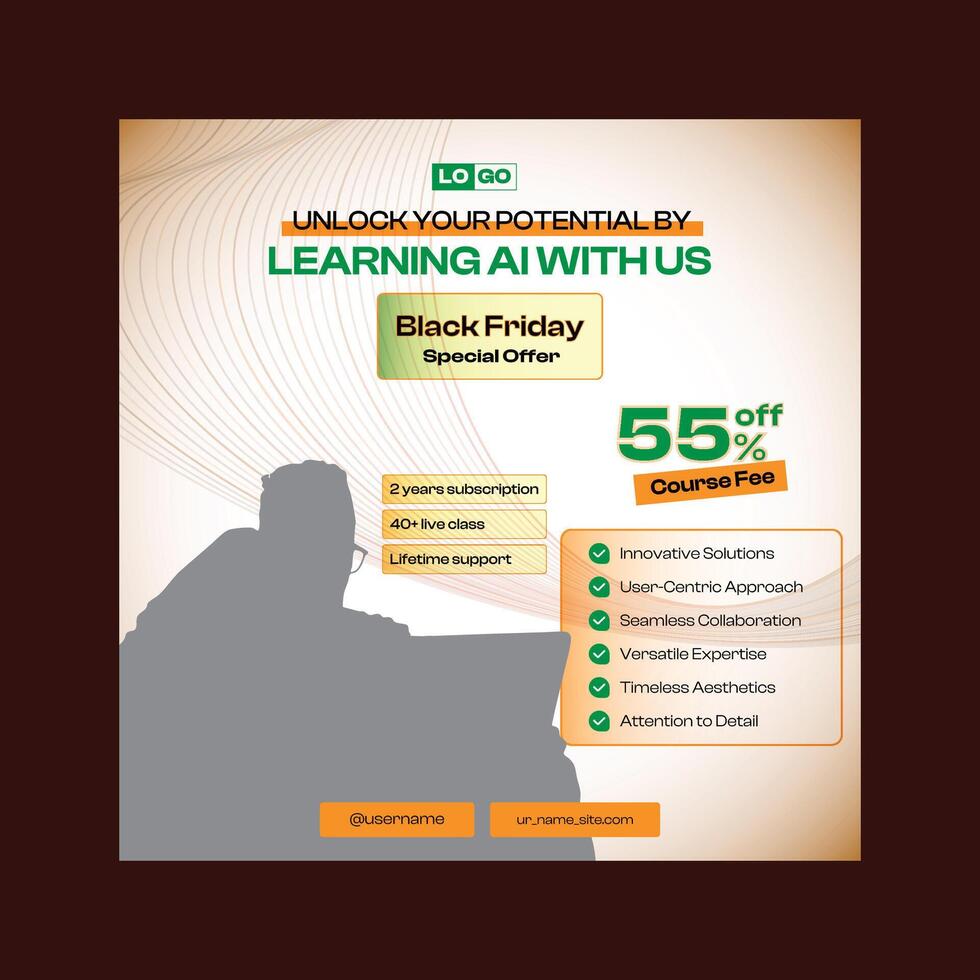 Online Course Social Media Poster design vector
