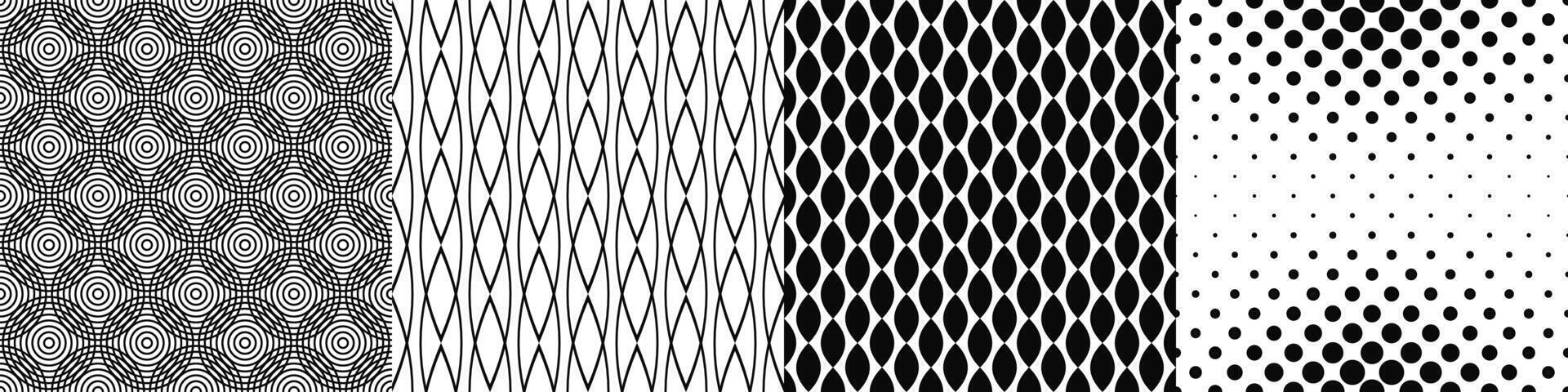 Black and white geometric pattern collection vector