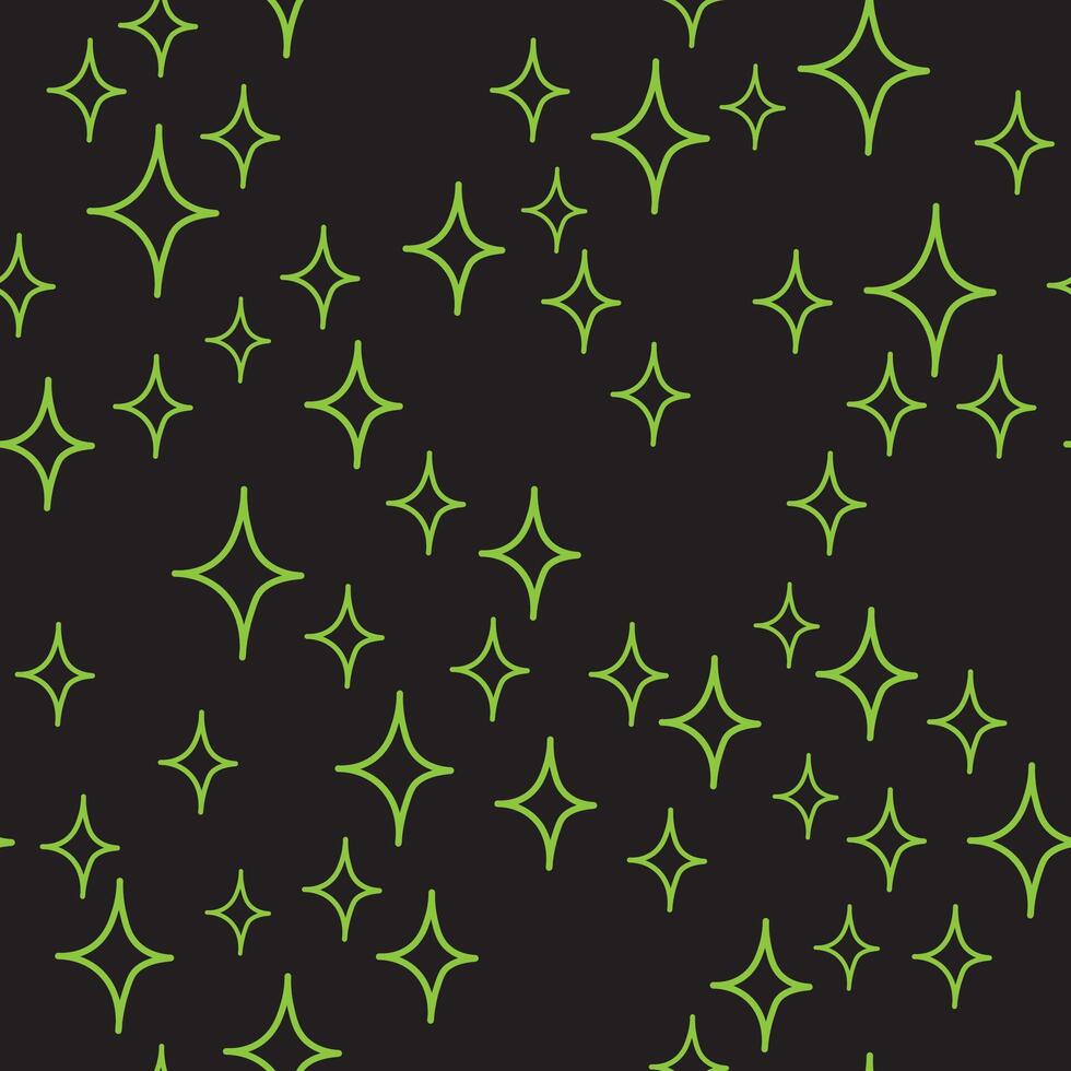 seamless pattern with green stars on black background vector