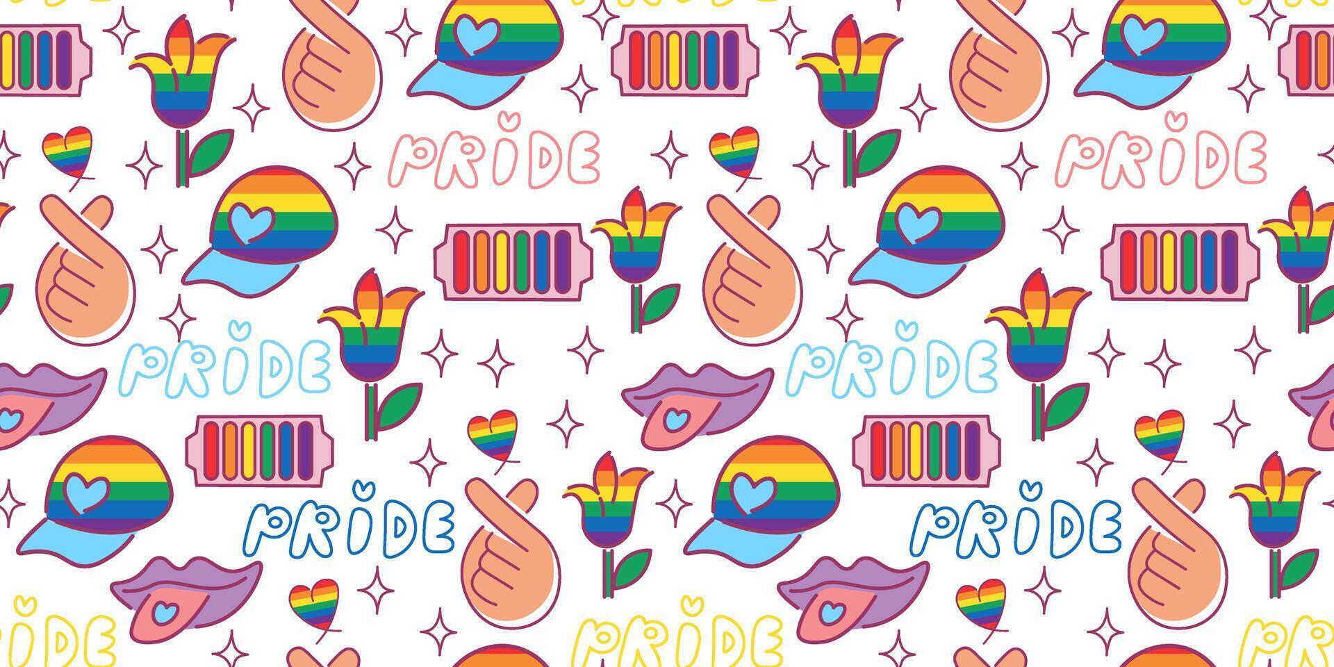 seamless pattern with lgbt pride elements as horizontal background vector