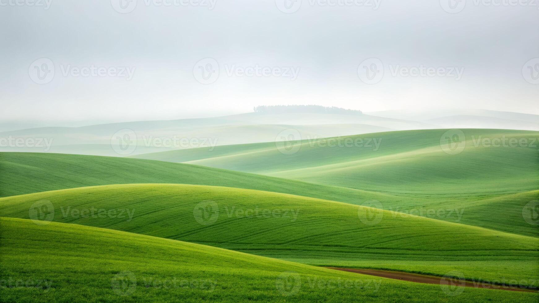 Simplicity of rolling green hills under fog scenic landscape nature photography calm environment serene viewpoint photo