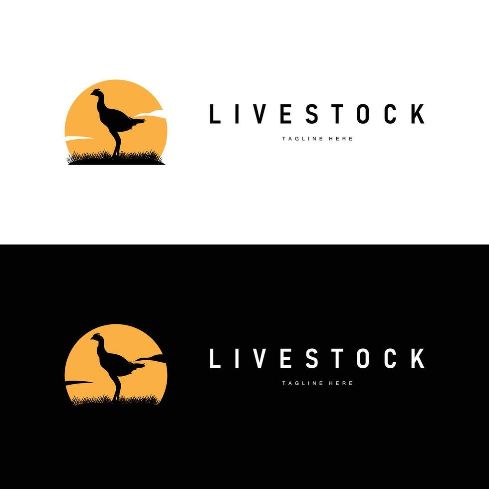 chicken logo illustration vintage design livestock farm chicken concept simple silhouette black vector