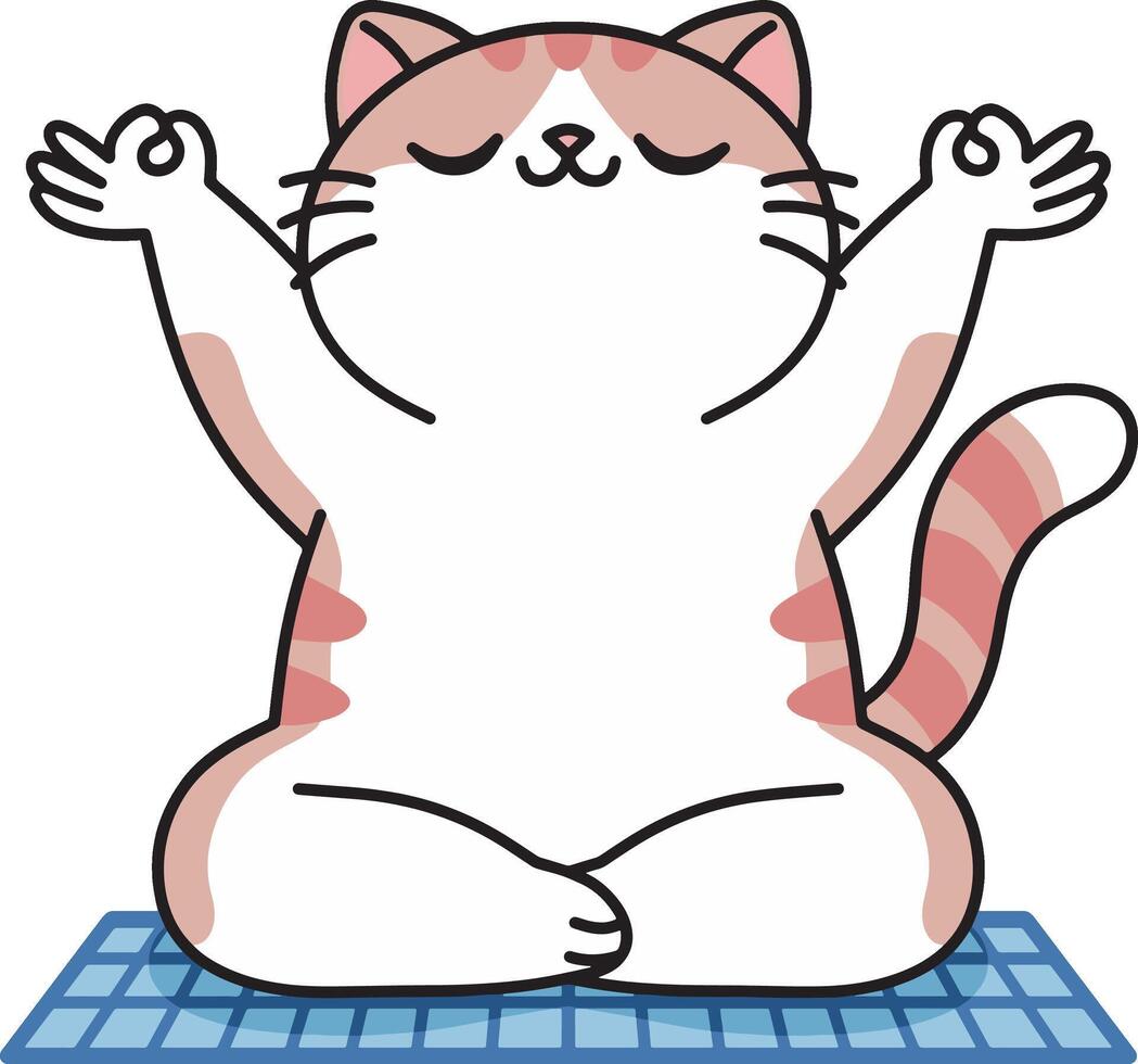 Cartoon cat doing yoga meditation design art vector