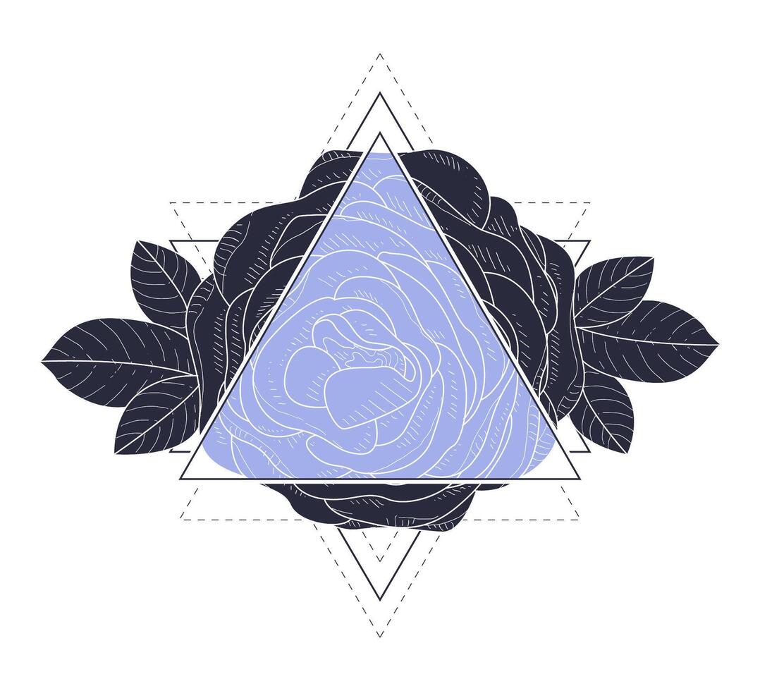 Triangle with Rose Flowers and Leaves Illustration vector