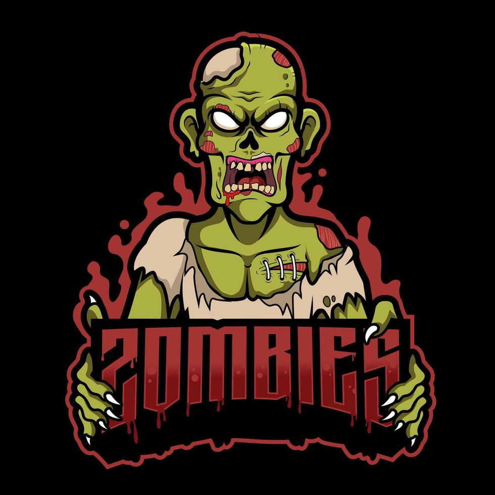 The best zombie logo mascot with a scary gesture vector