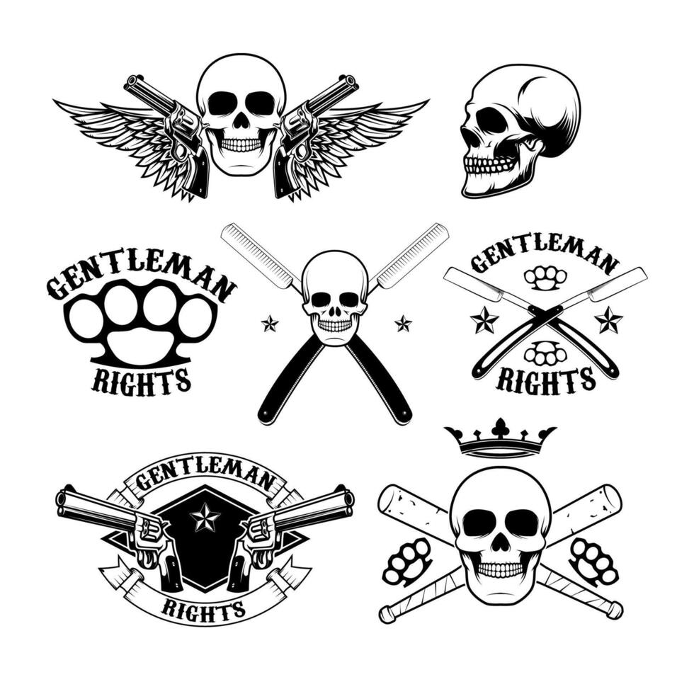 Set of the gangster emblems and design elements vector