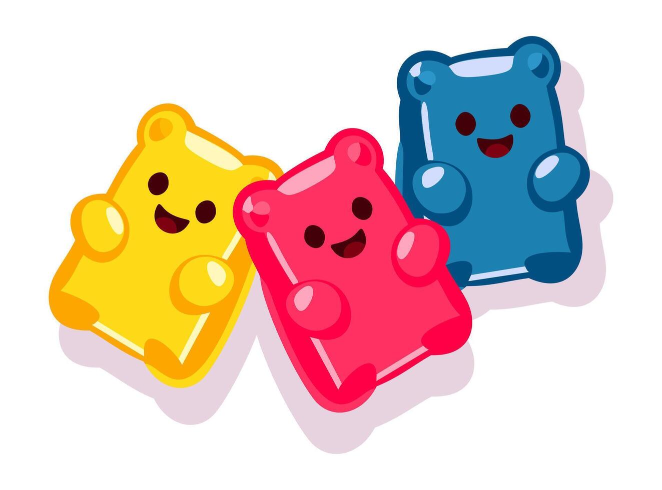 Colorful gummy bears. Jelly bear fruit gummies. isolated illustration vector