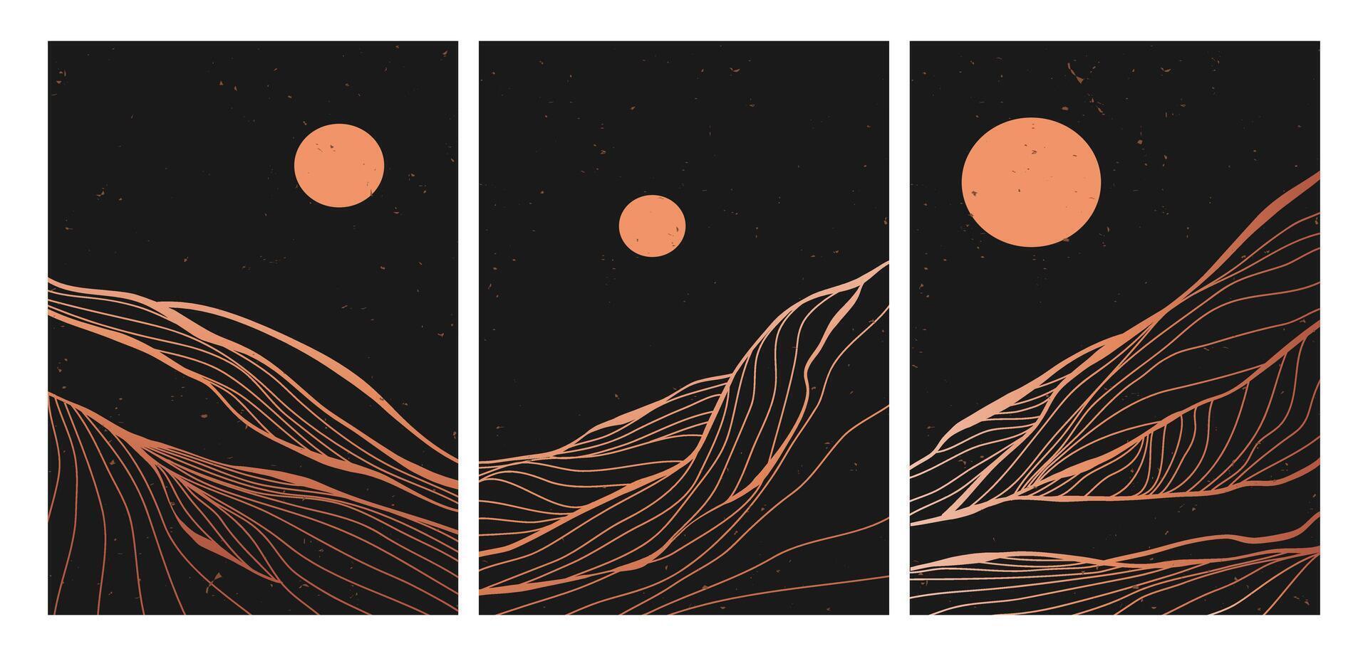 abstract mountain. set of creative minimalist modern line art print. Abstract contemporary aesthetic backgrounds landscapes. use for print art, poster, cover, banner vector