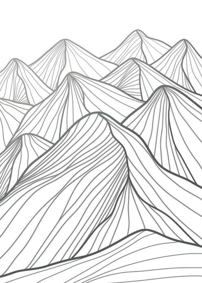 Mountain line arts illustration. Hand drawn style. Abstract mountain contemporary aesthetic backgrounds landscapes. use for print art, poster, cover, banner, template vector