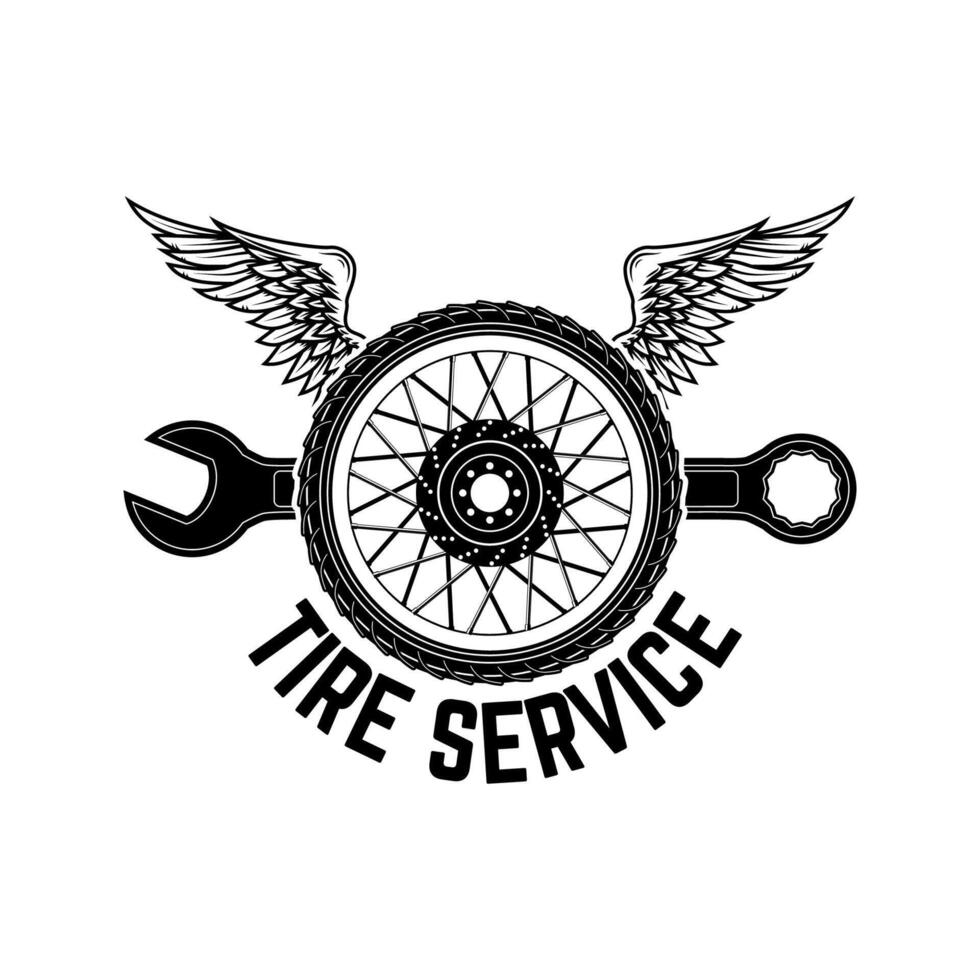 tire service vintage label. Logo, label or emblem template. illustration. vector