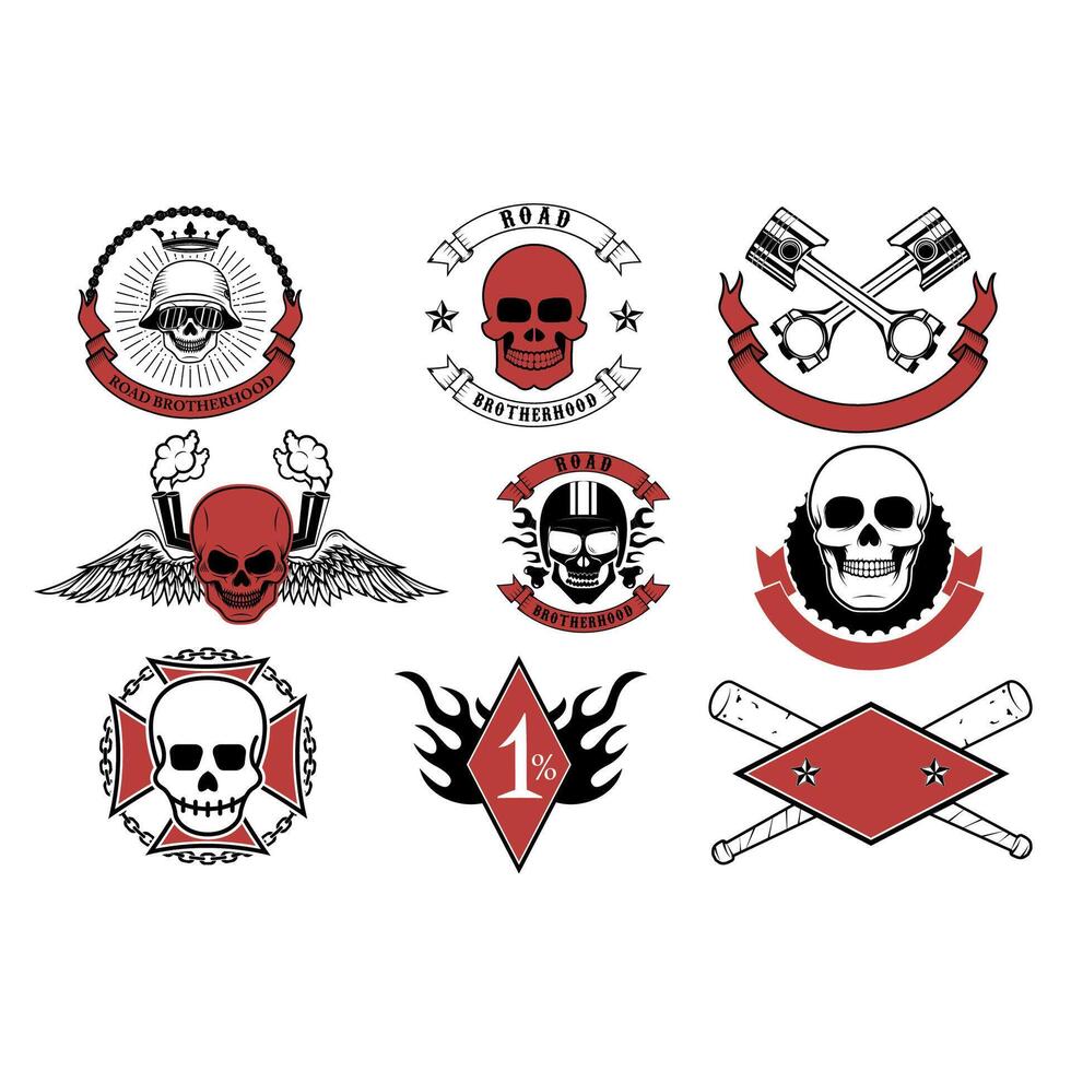 Racing icons. Racers skulls. Biker skulls emblems. design elements and templates for label, logo, emblem,badge, sign. vector