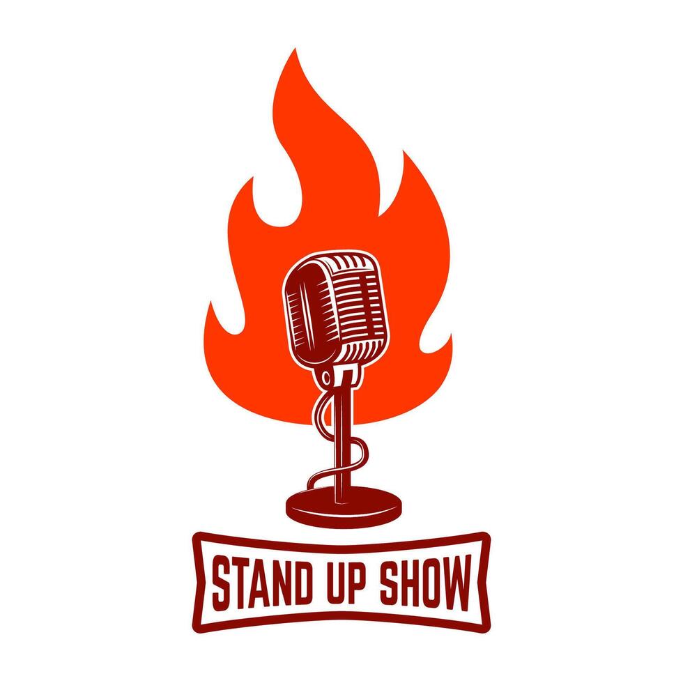 Stand up show emblem template. Design element for poster, flyer, emblem, sign. illustration. vector