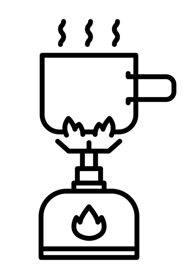 Portable gas stove boiling water symbol for hiking vector